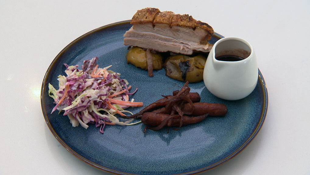 Tramayne Monaghan - Crispy Pork belly with roasted apples and cabbage