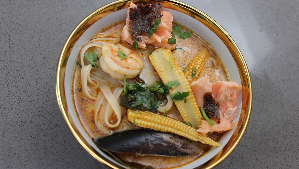 Thai seafood broth with rice noodles