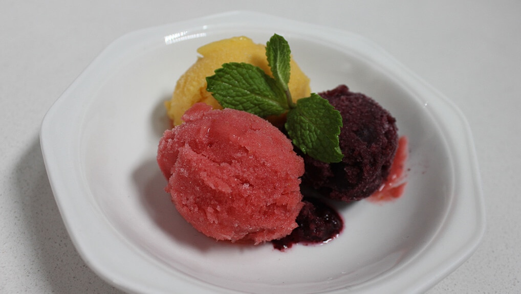 Tropical Fruits Trio or sorbets